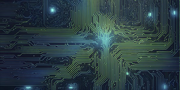 Cyber technology mosaic wallpaper illustration in digital art, AI generated