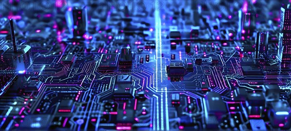 Cyber technology mosaic wallpaper illustration in digital art, AI generated