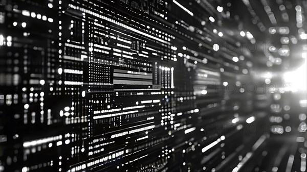 Cyber technology mosaic wallpaper illustration in digital art, AI generated