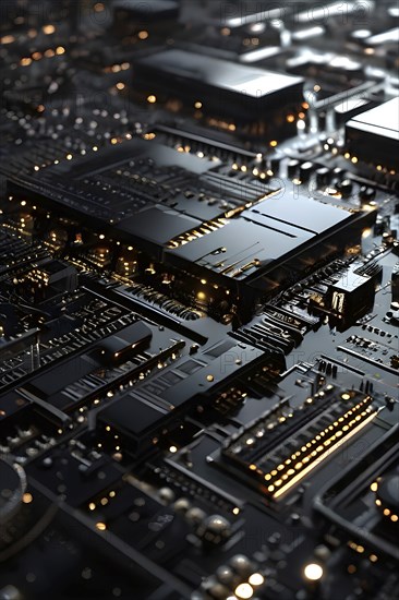 Cyber technology mosaic wallpaper illustration in digital art, AI generated