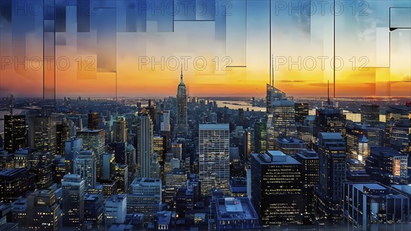 Cyber technology mosaic wallpaper illustration in digital art, AI generated