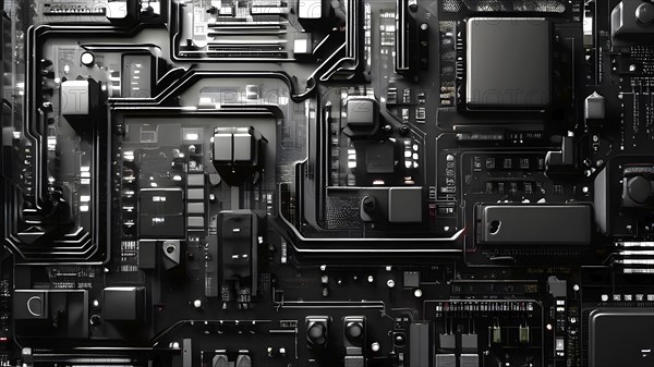 Cyber technology mosaic wallpaper illustration in digital art, AI generated