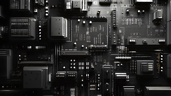 Cyber technology mosaic wallpaper illustration in digital art, AI generated