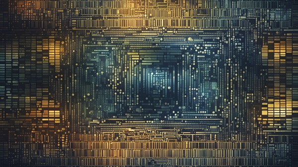Cyber technology mosaic wallpaper illustration in digital art, AI generated