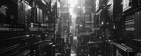 Cyber technology mosaic wallpaper illustration in digital art, AI generated