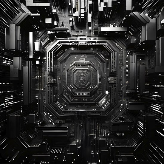 Cyber technology mosaic wallpaper illustration in digital art, AI generated