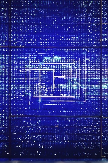 Cyber technology mosaic wallpaper illustration in digital art, AI generated