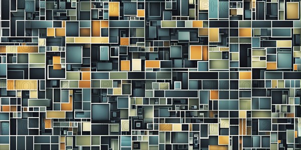 Cyber technology mosaic wallpaper illustration in digital art, AI generated
