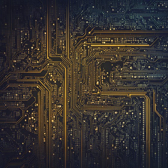 Cyber technology mosaic wallpaper illustration in digital art, AI generated