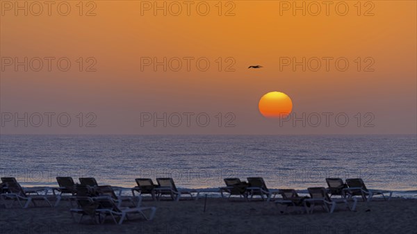 Destination Spain, swimming in the sea, travel, holidays, sunrise, sun loungers on the beach, sun