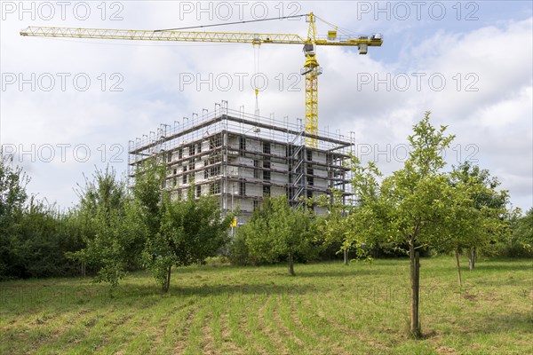 Housing construction, new construction of 50 flats, new development area, multi-family house,