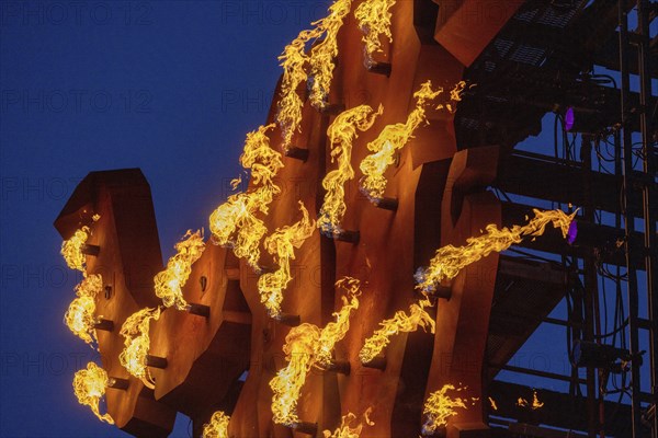 Bullhead with pyrotechnics at the Wacken Open Air in Wacken. The traditional metal festival will