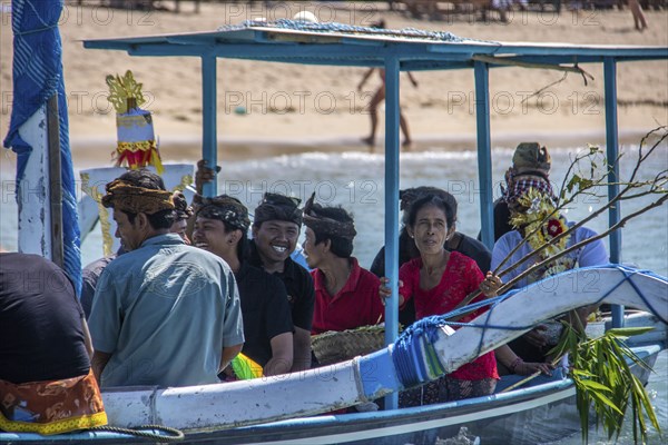 Ceremony on the beach. Religious ceremony of the Hindu faith on the beach of Sanur, Bali,
