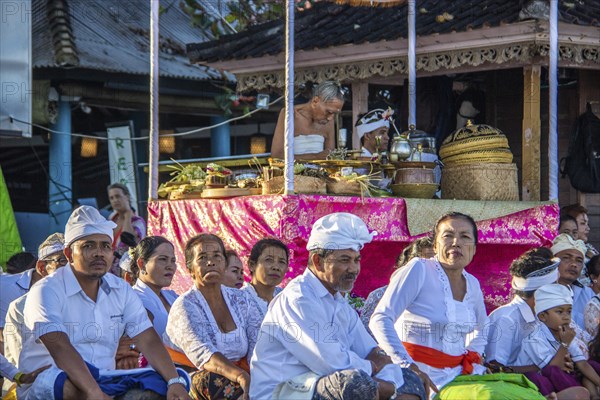 Ceremony on the beach. Religious ceremony of the Hindu faith on the beach of Sanur, Bali,