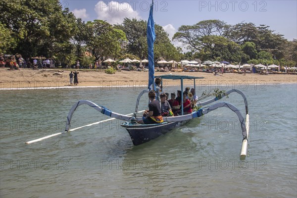 Ceremony on the beach. Religious ceremony of the Hindu faith on the beach of Sanur, Bali,