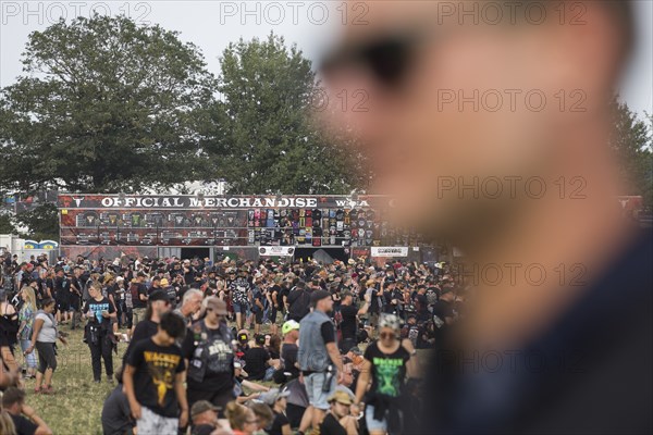 Merchandise stand at the Wacken Open Air in Wacken. The traditional metal festival will take place