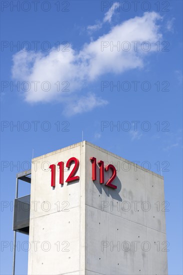 Symbolic image, emergency number 112 on a building, facade, emergency call, emergency, police, fire