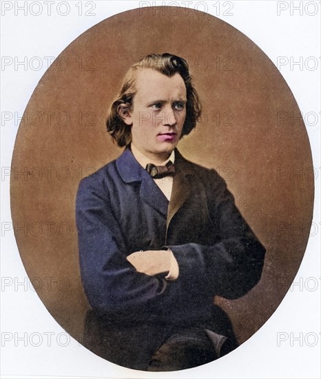 Johannes Brahms (1833-1897), German composer, as a young man. Halftone from a photograph, Historic,