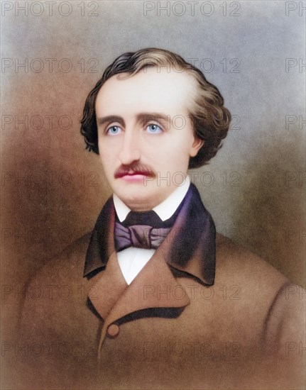 Edgar Allan Poe, 1809 to 1849, American writer. After a print from the 19th century. Later