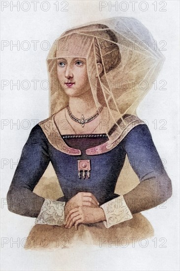 Elizabeth Woodville or Wydeville, ca. 1437 to 1492, Queen of Edward IV, King of England. From the