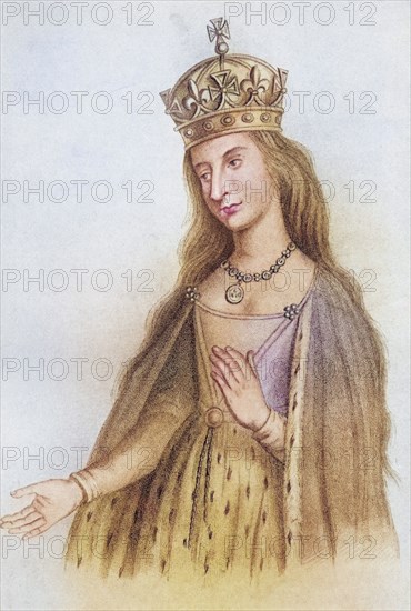 Catherine of Valois, 1401 to 1437, Queen of England through her marriage to King Henry V. From the