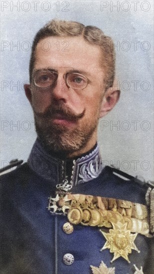 Gustaf V, Oscar Gustaf Adolf, 1858 to 1950, King of Sweden. From The Illustrated War News,