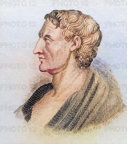 Aristotle, born 384 BC, died 322 BC, Greek philosopher. From the book Crabbes Historical