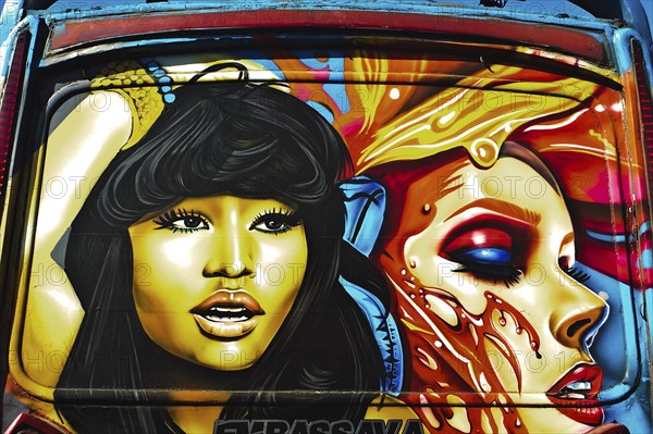 Painting on a bus (Nairobi, Kenya) . Bus locally called matatu