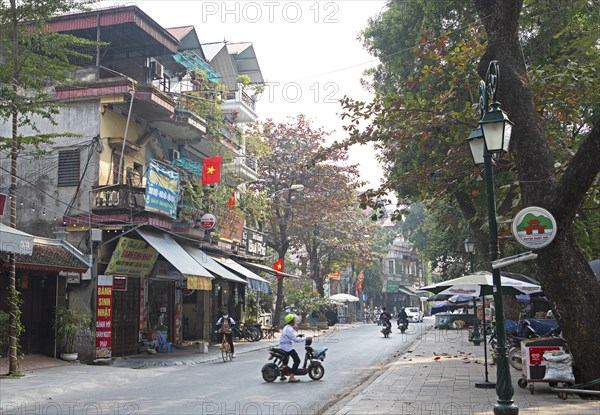 Street scene at the Buddhist Thay Temple or Chua Thay or Master Temple, Sai Son Village, Hanoi