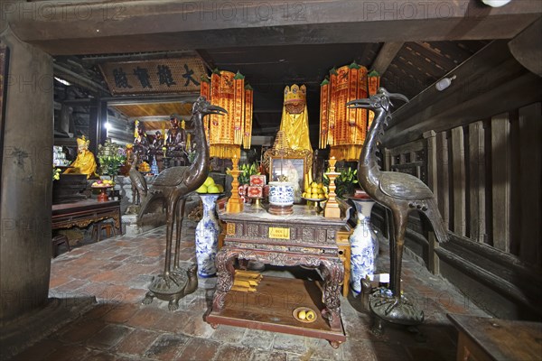 Altar in the Buddhist Thay Temple or Chua Thay or Master Temple, Sai Son Village, Hanoi Province,