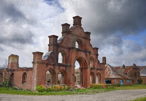 Burnt down Ekkebaksande estate in North Jutland, Denmark, Europe