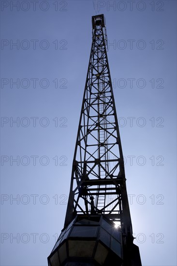 Boom of the heritage-protected coal crane of the former Höchst am Main power station,