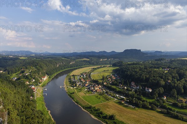 The Bastei is a rock formation with a viewing platform in Saxon Switzerland on the right bank of