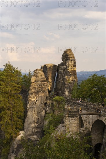 The Bastei is a rock formation with a viewing platform in Saxon Switzerland on the right bank of