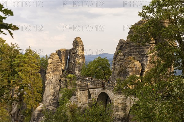 The Bastei is a rock formation with a viewing platform in Saxon Switzerland on the right bank of