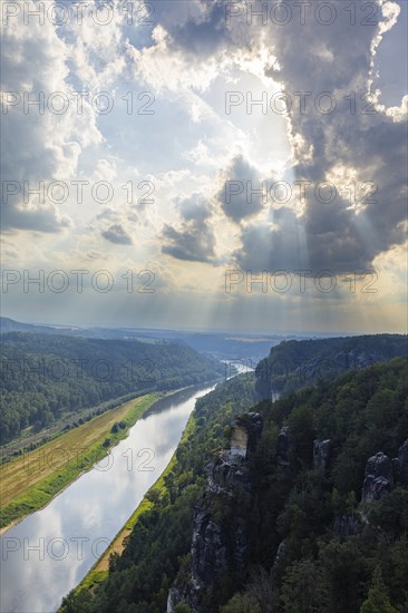 The Bastei is a rock formation with a viewing platform in Saxon Switzerland on the right bank of