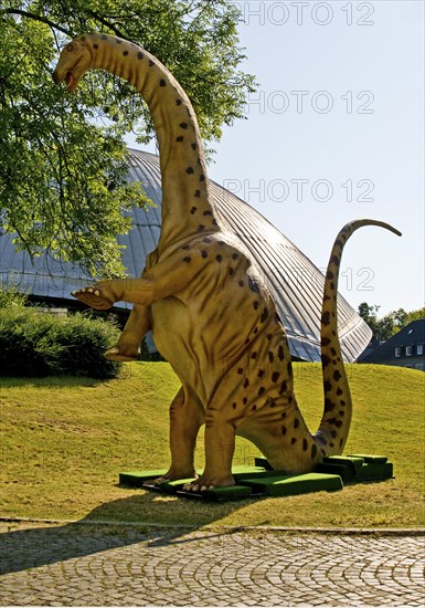 Apatosaurus model, deceptive lizard at the planetarium, Dino City III, Bochum, Ruhr area, North