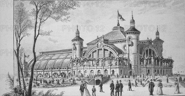 The Gesellschaftshaus and Palmenhaus in Leipzig in 1890, Germany, Historical, digitally restored