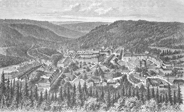 View of Marienbad, Marianske Lazne, in Bohemia, around 1890, today Czech Republic, Historical,