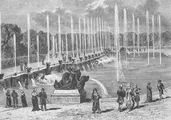 Water Art in the Palace Park of Versailles, c. 1880, France, Historical, digitally restored