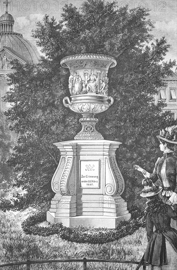 The imperial vase commemorating 22 March 1887 on the Opera Square in Berlin, Germany, Historical,