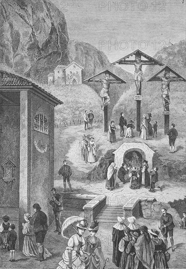 Crucifixion group on the Calvary at the Church of the Holy Sepulchre on Mount Virgl in Bolzano,