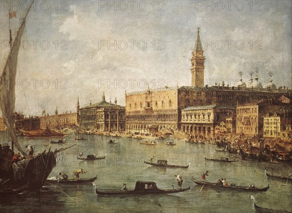 Painting by Francesco Guardi (b. 5 October 1712 in Venice. d. 1 January 1793 in Venice), Italian