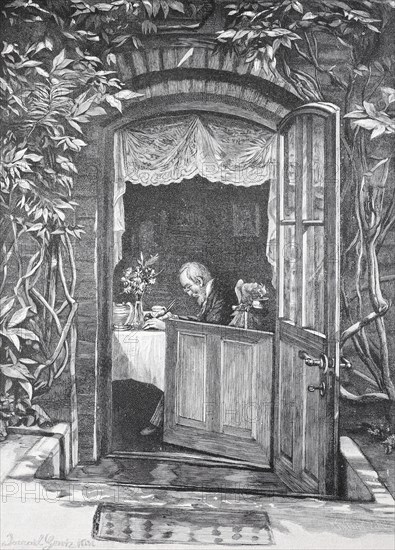 Klaus Groth in his study, Klaus Groth, Claus Johannes Groth (born 24 April 1819, 1 June 1899 in
