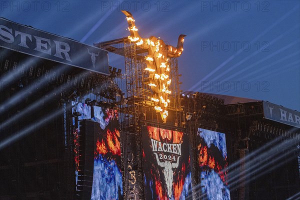 Bullhead with pyrotechnics at the Wacken Open Air in Wacken. The traditional metal festival will