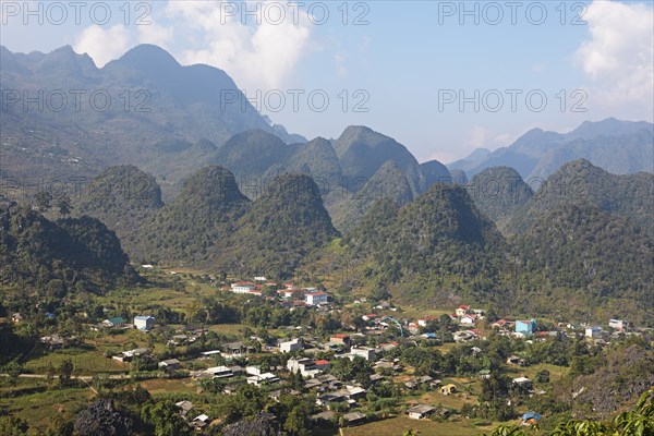 Karst hills in the Dong Van Karst Plateau UNESCO Global Geopark, Ha Giang Province, Vietnam, Asia