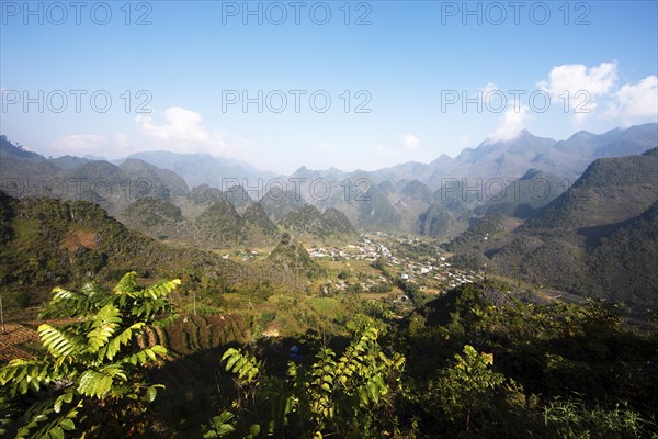 Karst hills in the Dong Van Karst Plateau UNESCO Global Geopark, Ha Giang Province, Vietnam, Asia