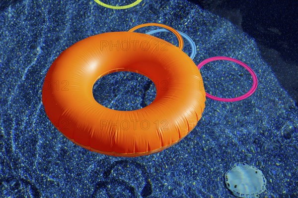Summer, inflatable swim ring in a pool, Province of Quebec, Canada, North America