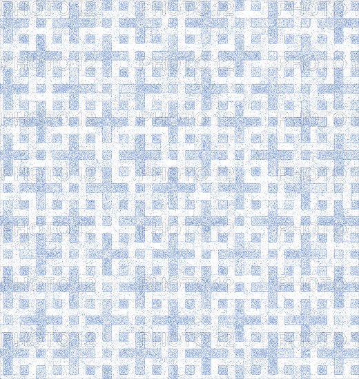 A geometric pattern featuring blue crosses on a white background, creating a textured, minimalistic