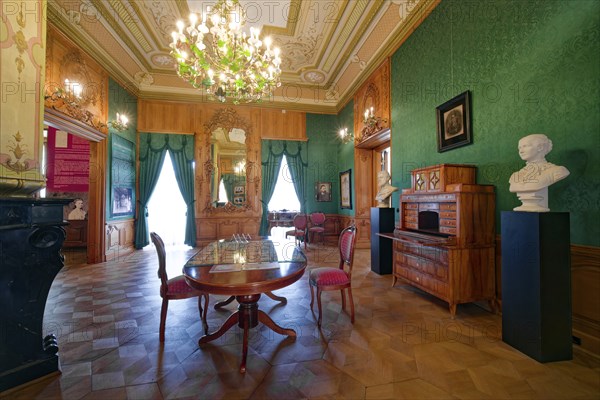 Green Salon, museum, neo-classical Lower Castle, interior view, residential town of Greiz,